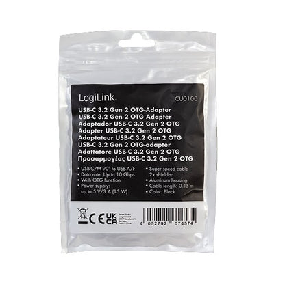 Cavo USB 3.2 Gen2 OTG USB-C Maschio Angolato a USB-A Femmina 0,2 m