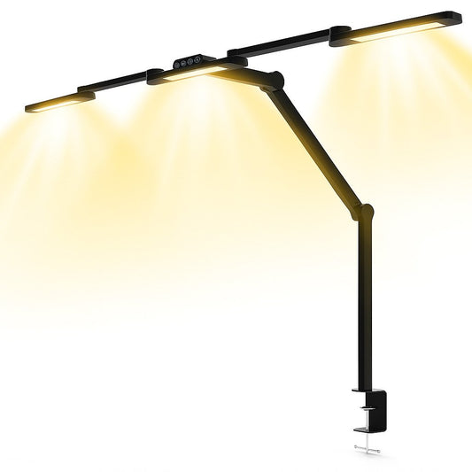 Lampada LED a Tripla Sorgente Luminosa con Braccio Regolabile e Attacco a Morsetto