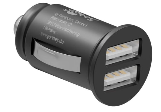 Caricatore Compatto da Auto 2 porte USB max.24W/4.8A Nero