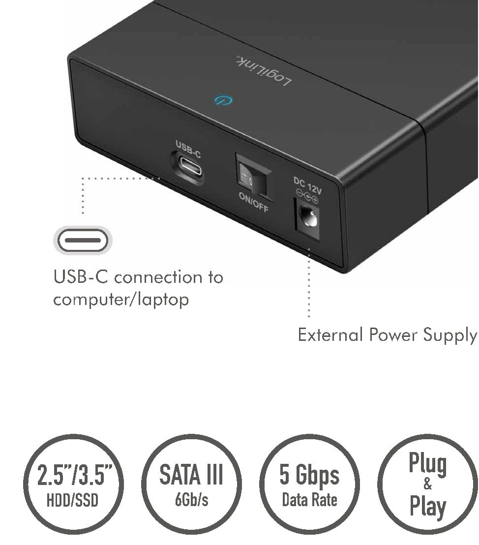 Box Esterno USB-C 3.2 Gen 1 per HDD/SSD SATA da 2,5'' e 3,5''