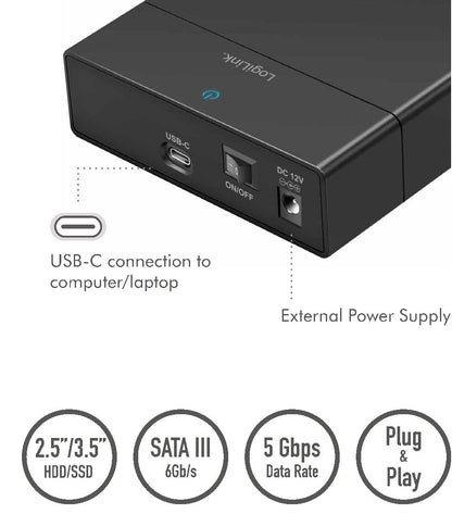 Box Esterno USB-C 3.2 Gen 1 per HDD/SSD SATA da 2,5'' e 3,5''