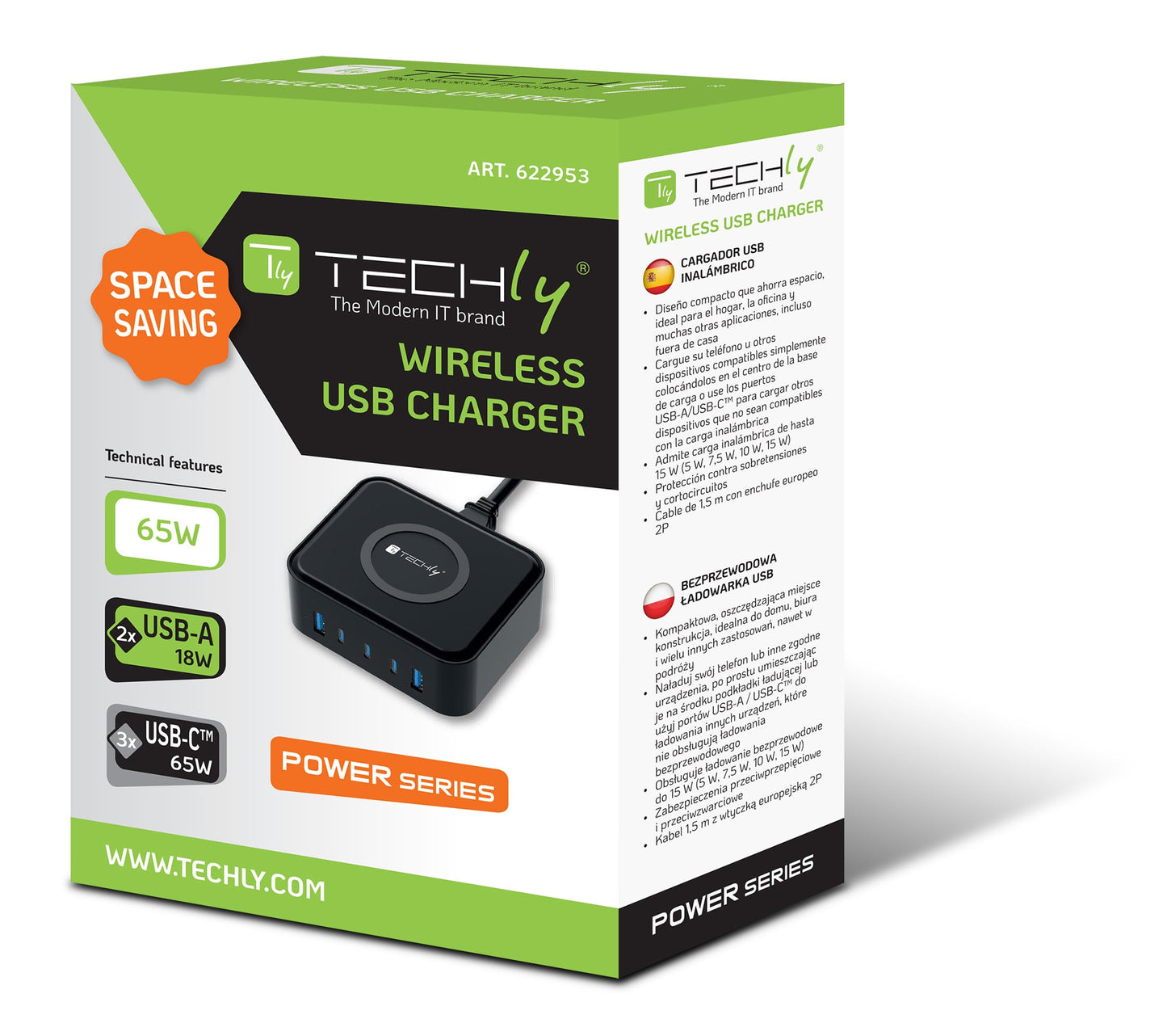 Stazione di Ricarica Wireless 65W 3xUSB-C e 2xUSB-A