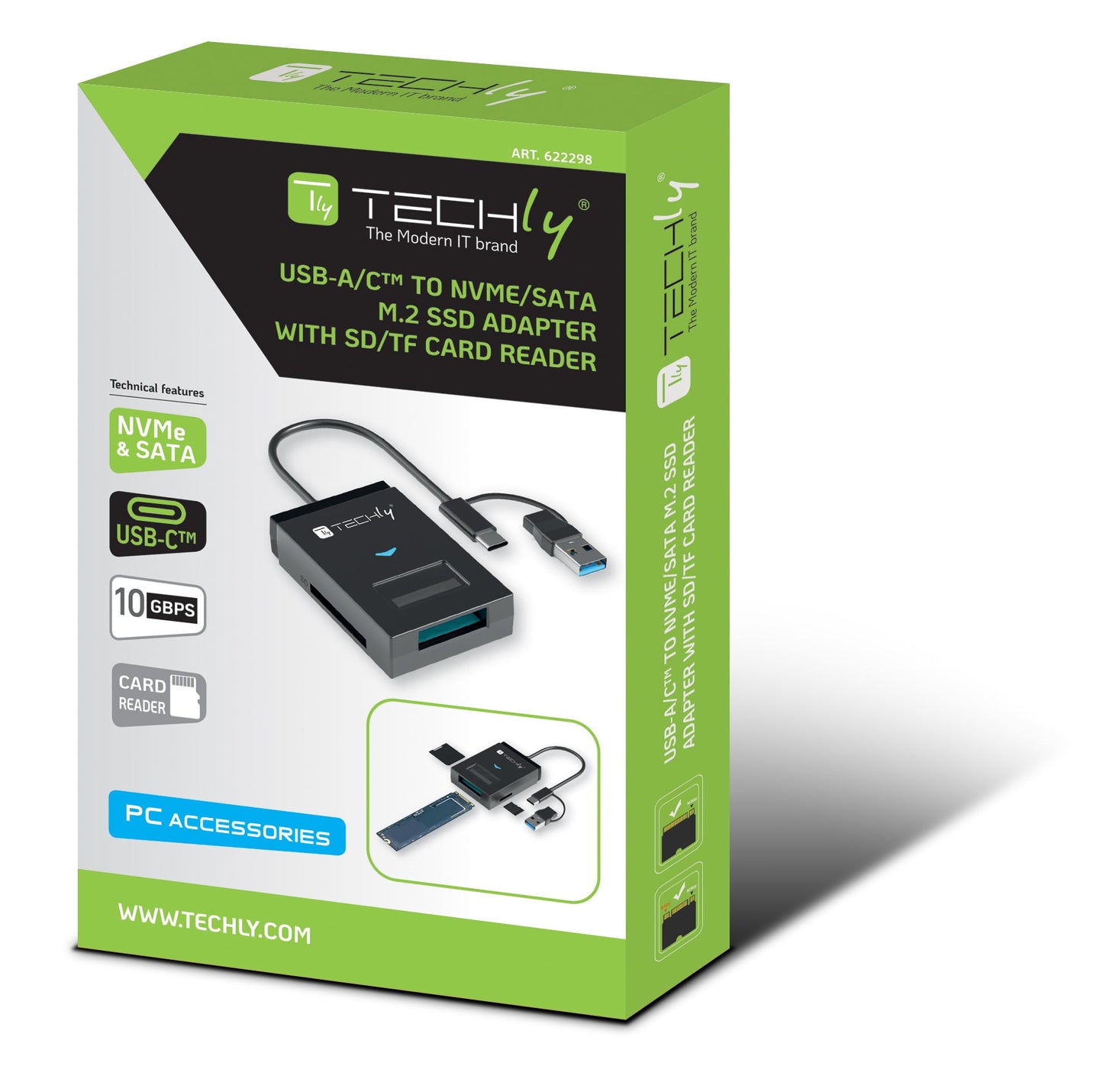 Adattatore USB-A/USB-C a NVME/SATA M.2 con Lettore Memorie SD/TF