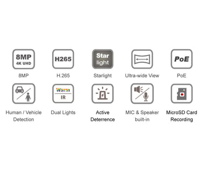 Telecamera IP Motorizzata Bullet IR H.265 da 8MP IP67 Rilevamento Basato su AI, DGM8707DGAT