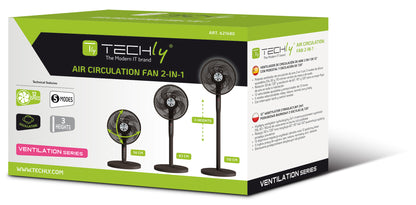 Ventilatore 12'' 2 in 1 con Piantana a 3 Altezze 12 Velocità con Telecomando Oscillazione a 720&deg; e Timer