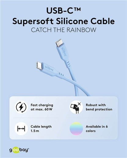 Cavo USB-C Maschio/Maschio USB 2.0 in Silicone 1,5 metri Azzurro