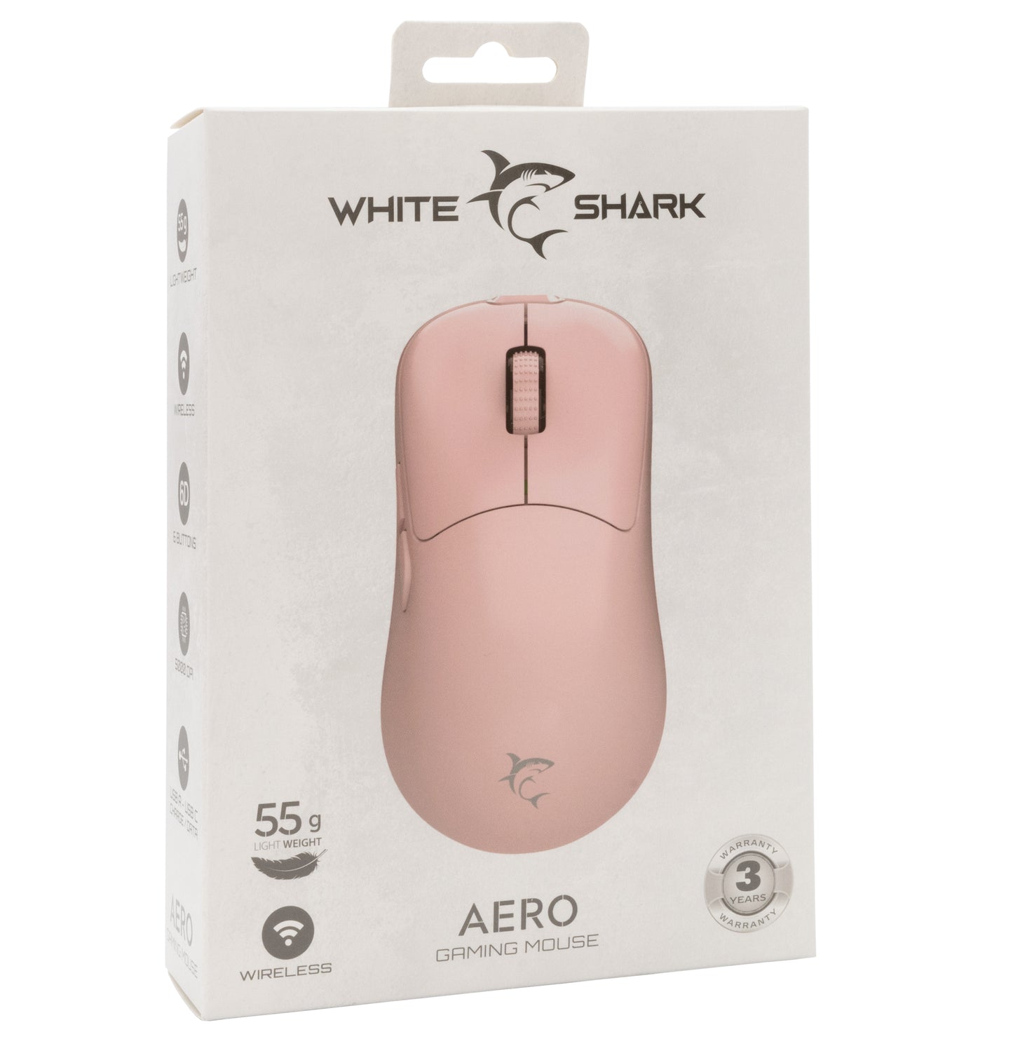 Mouse Ottico Wireless Gaming USB-C 6400 dpi Rosa, AERO