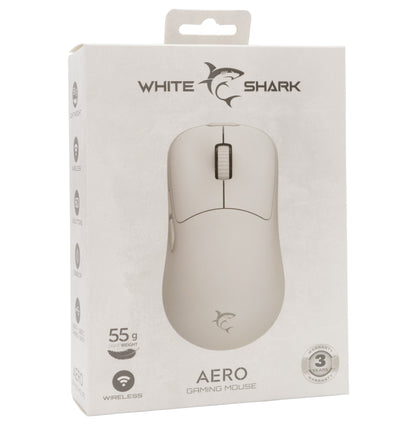 Mouse Ottico Wireless Gaming USB-C 6400 dpi Bianco, AERO