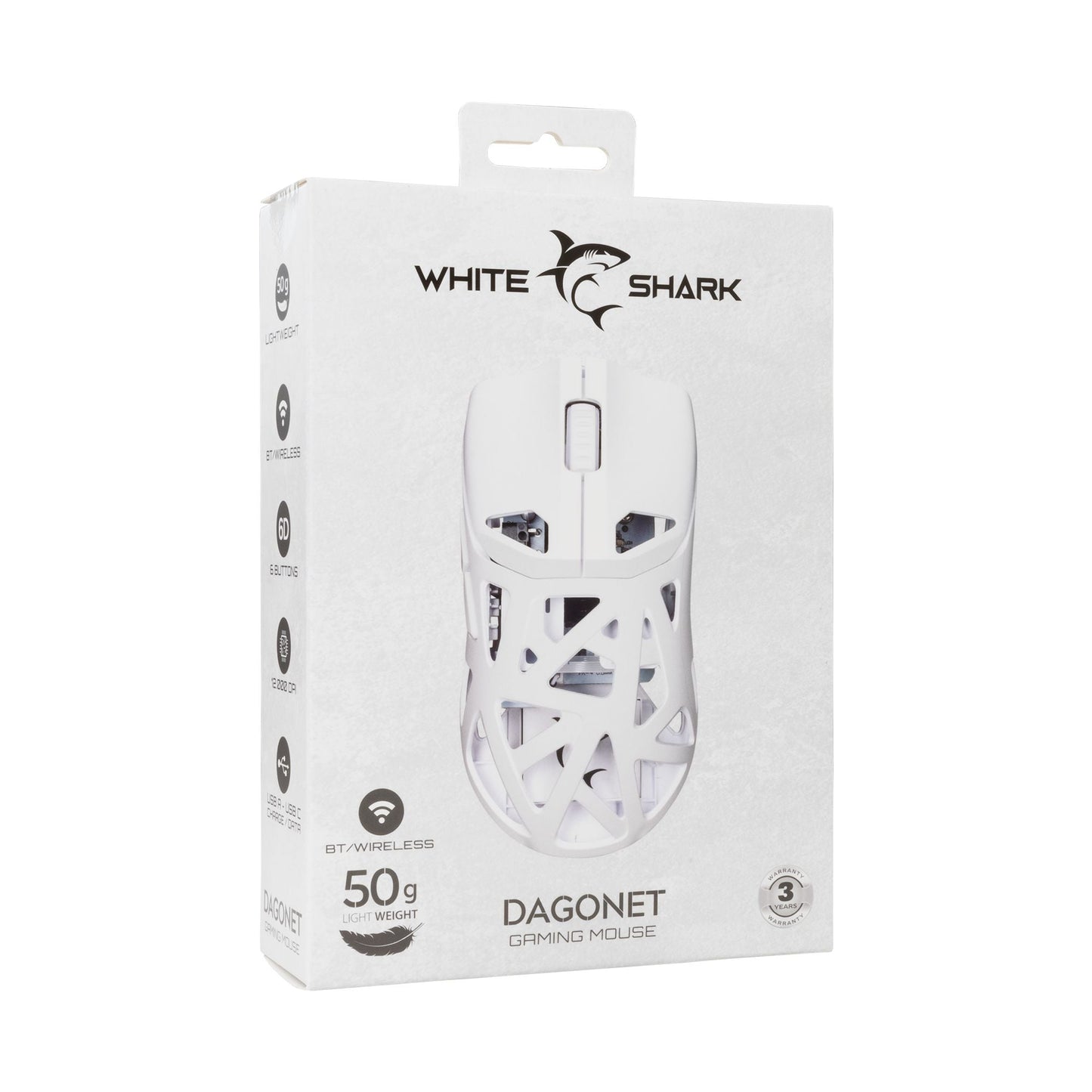 Mouse Ottico Wireless Gaming 24000 Dpi Retroilluminazione DPI LED Bianco, DAGONET-W