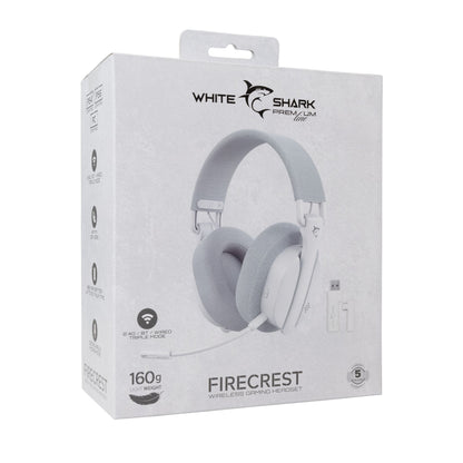 Cuffia Gaming Wireless BT con Microfono Bianco FIRECREST
