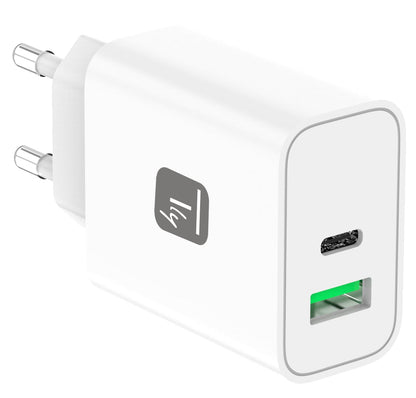 Caricatore Alimentatore GaN USB-C 30W e USB-A QC3.0 da Muro