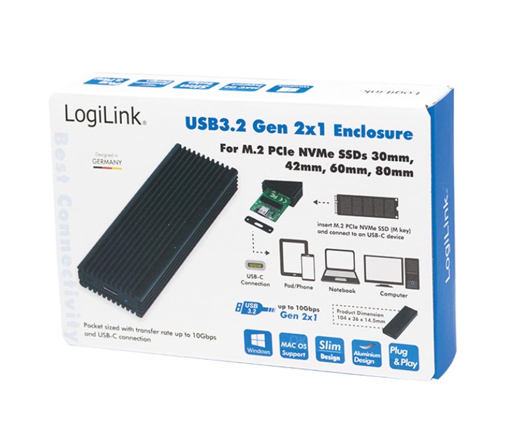 Box Esterno SSD USB3.2 Gen 2x1 USB-C PCIe NVMe