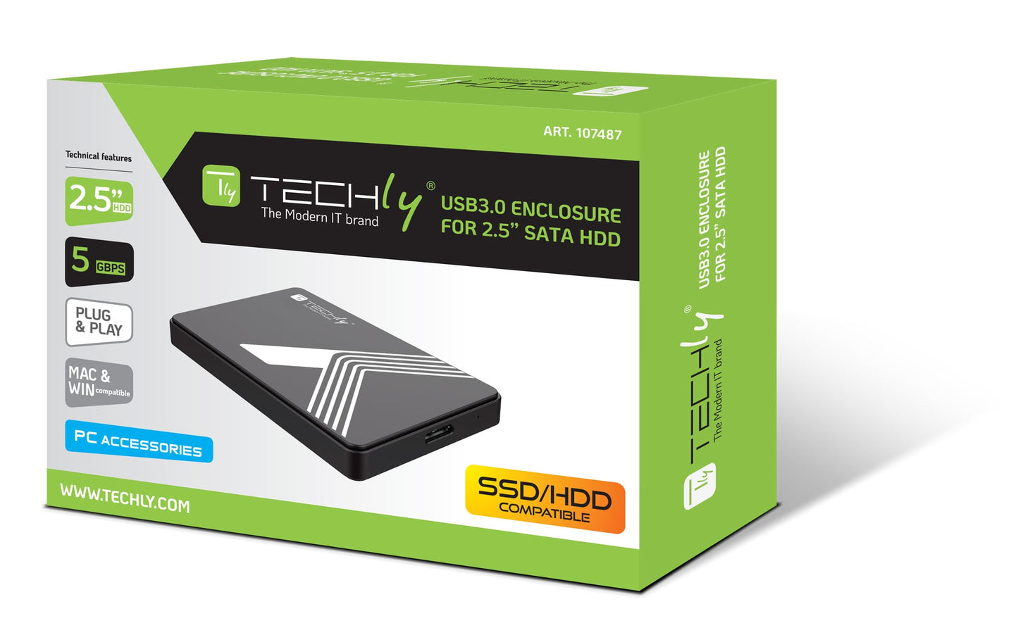 Box Esterno USB3.0 per HDD/SSD SATA 2,5'' Nero