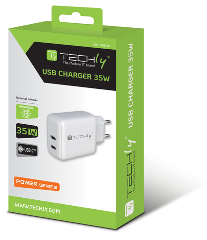 Caricatore Alimentatore 2 porte USB-C da Muro 35W