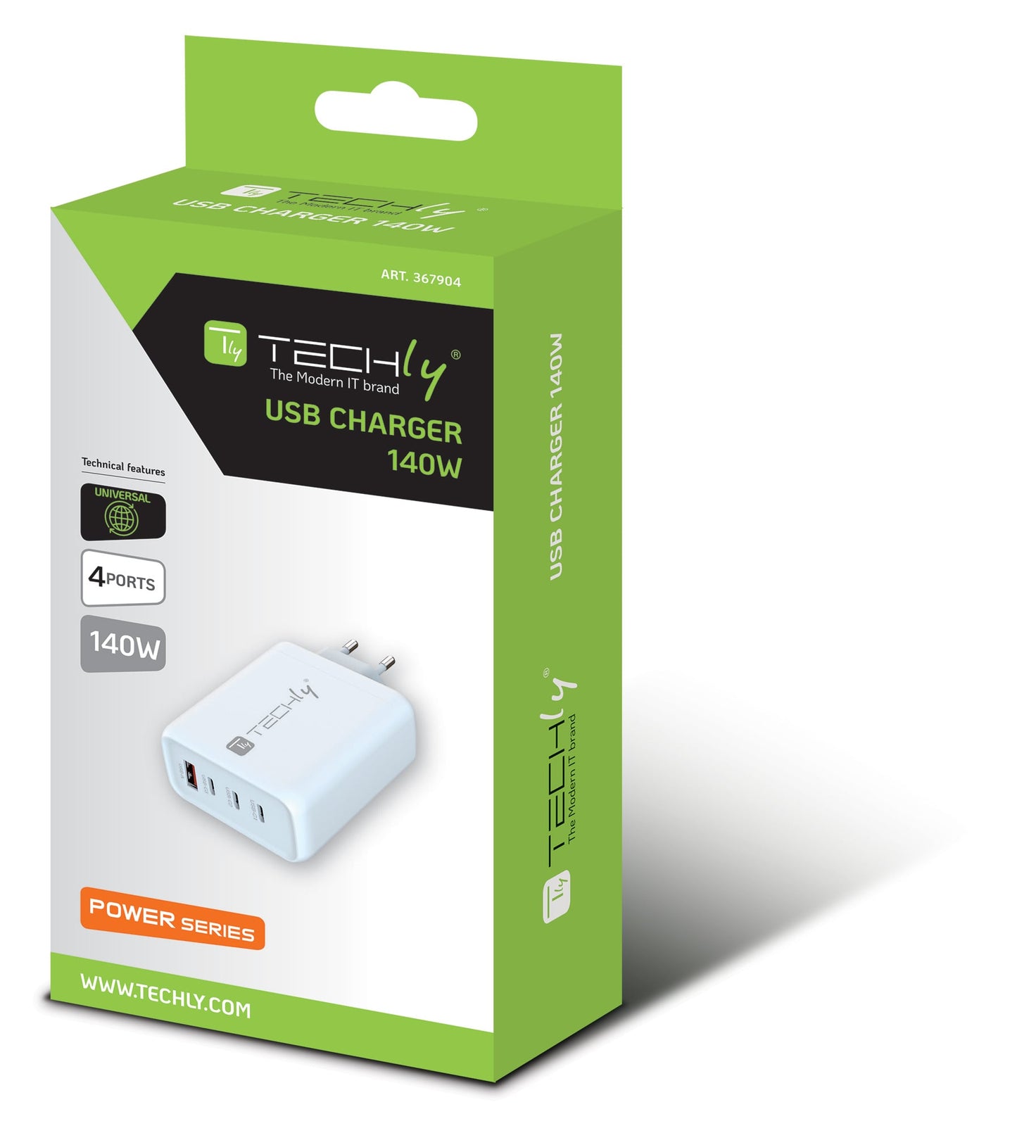 Caricatore Alimentatore GaN 3 porte USB-C e 1 USB-A da Muro 140W