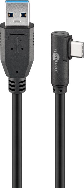 Cavo USB3.2 USB-C M 90° a USB tipo A M 3 metri Nero