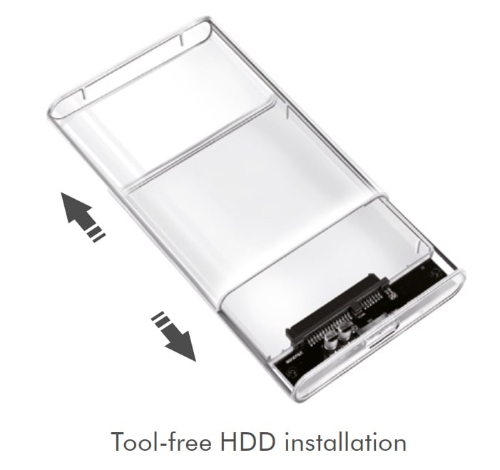Box HDD/SSD Esterno per Disco Rigido 2.5'' USB 3.0 Trasparente con LED