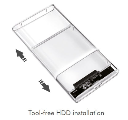 Box HDD/SSD Esterno per Disco Rigido 2.5'' USB 3.0 Trasparente con LED