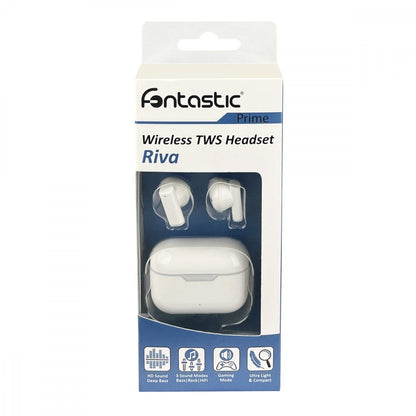 Auricolari Wireless BT V5.1 RIVA con Custodia di Ricarica Bianco