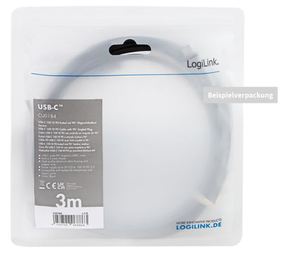 Cavo HighSpeed E-mark PD USB-C Maschio Angolato/USB-C Maschio Dritto 2m Nero