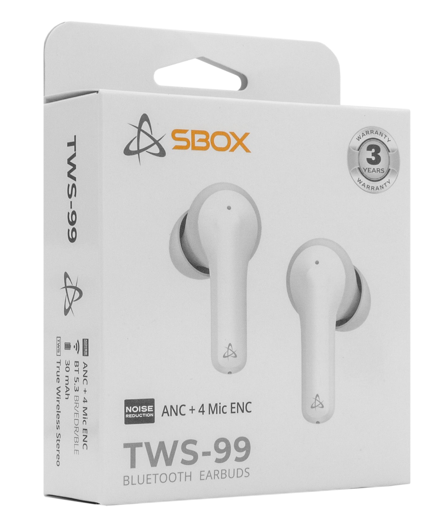 Auricolari Wireless BT v5.3 Cancellazione del Rumore con Custodia di Ricarica 2 in 1 Bianco