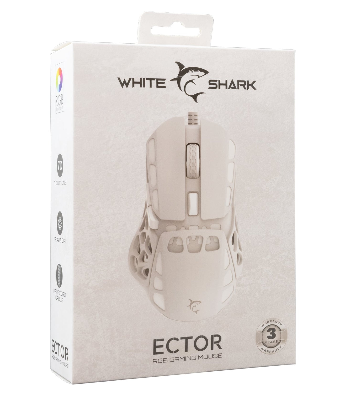 Mouse Ottico USB Gaming 7200 Dpi Retroilluminazione LED RGB Bianco, ECTOR