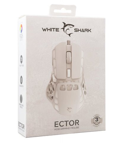 Mouse Ottico USB Gaming 7200 Dpi Retroilluminazione LED RGB Bianco, ECTOR