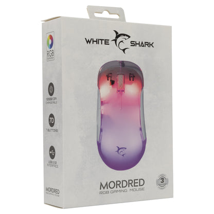 Mouse Ottico USB Gaming 12800 Dpi 7 Tasti Retroilluminazione LED RGB Bianco, MORDRED