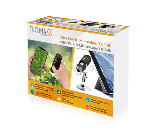 Microscopio WiFi FullHD Ingrandimento 1000x 8LED, TX-158