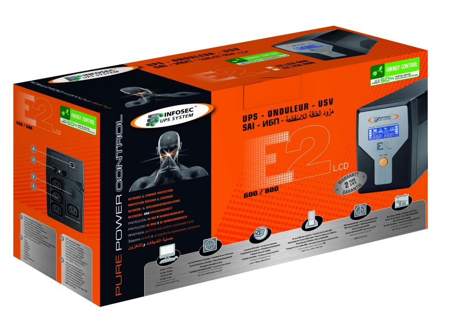 Gruppo di Continuità UPS E2 600VA LCD Line Interactive Onda Sinusoidale