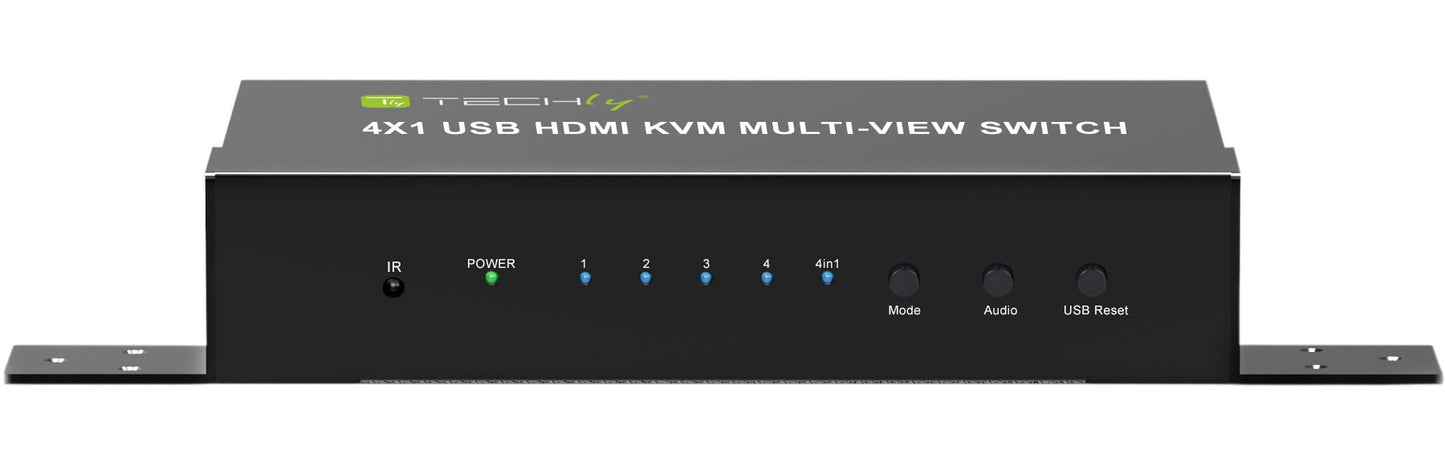 HDMI Switch 4x1 KVM Quad Multiviewer con Telecomando IR 1080p