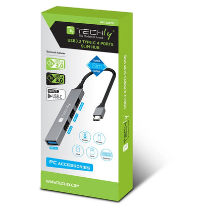 Hub USB-C 3.2 a 4 porte USB-A Slim in Metallo