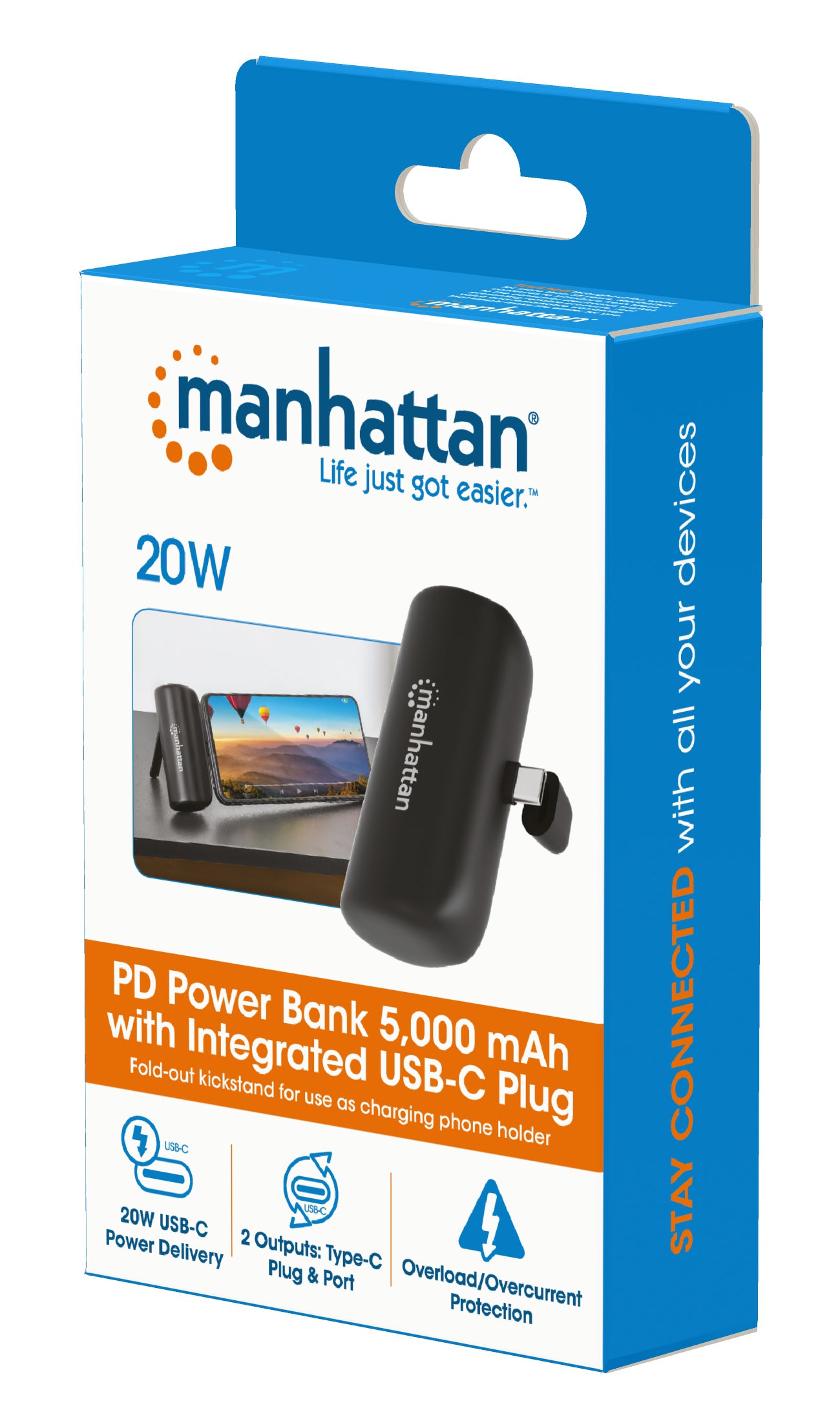 Power Bank PD 5000 mAh con Presa USB-C Integrata 20W Nero
