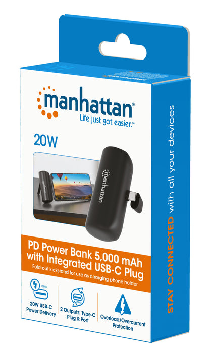 Power Bank PD 5000 mAh con Presa USB-C Integrata 20W Nero