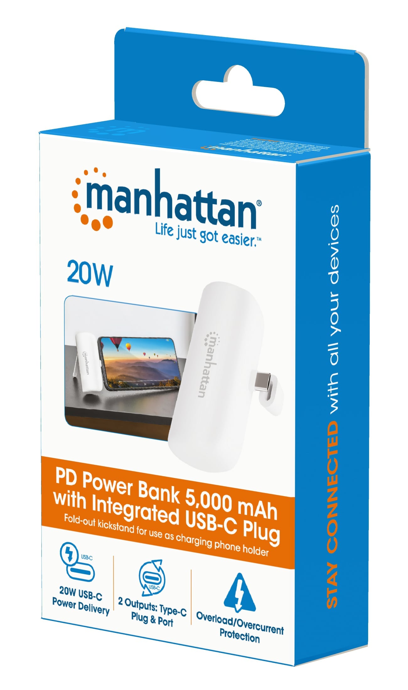 Power Bank PD 5000 mAh con Presa USB-C Integrata 20W Bianco