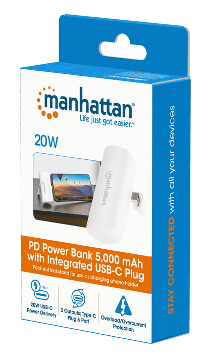 Power Bank PD 5000 mAh con Presa USB-C Integrata 20W Bianco
