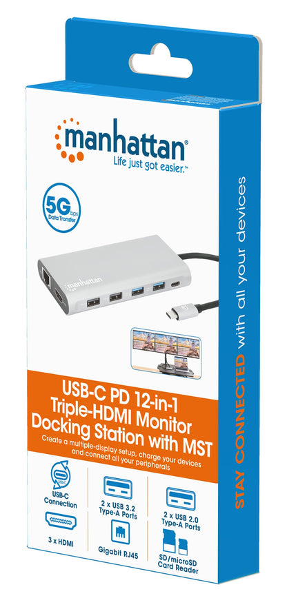 Docking Station USB-C PD 12-in-1 5 Porte USB SD e MicroSD HDMI con MST 4K