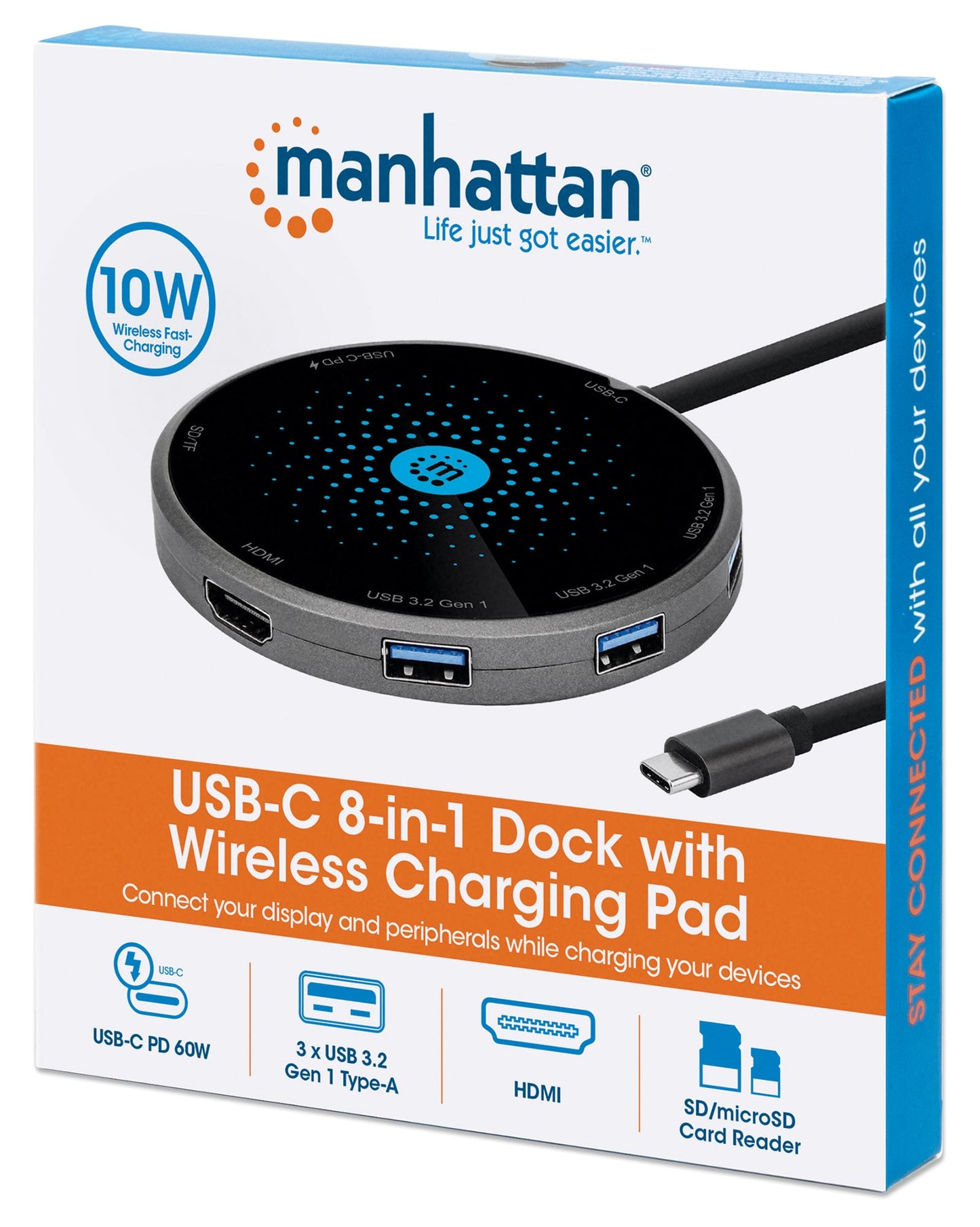 Docking Station USB-C 8-in-1 con Pad di Ricarica Wireless