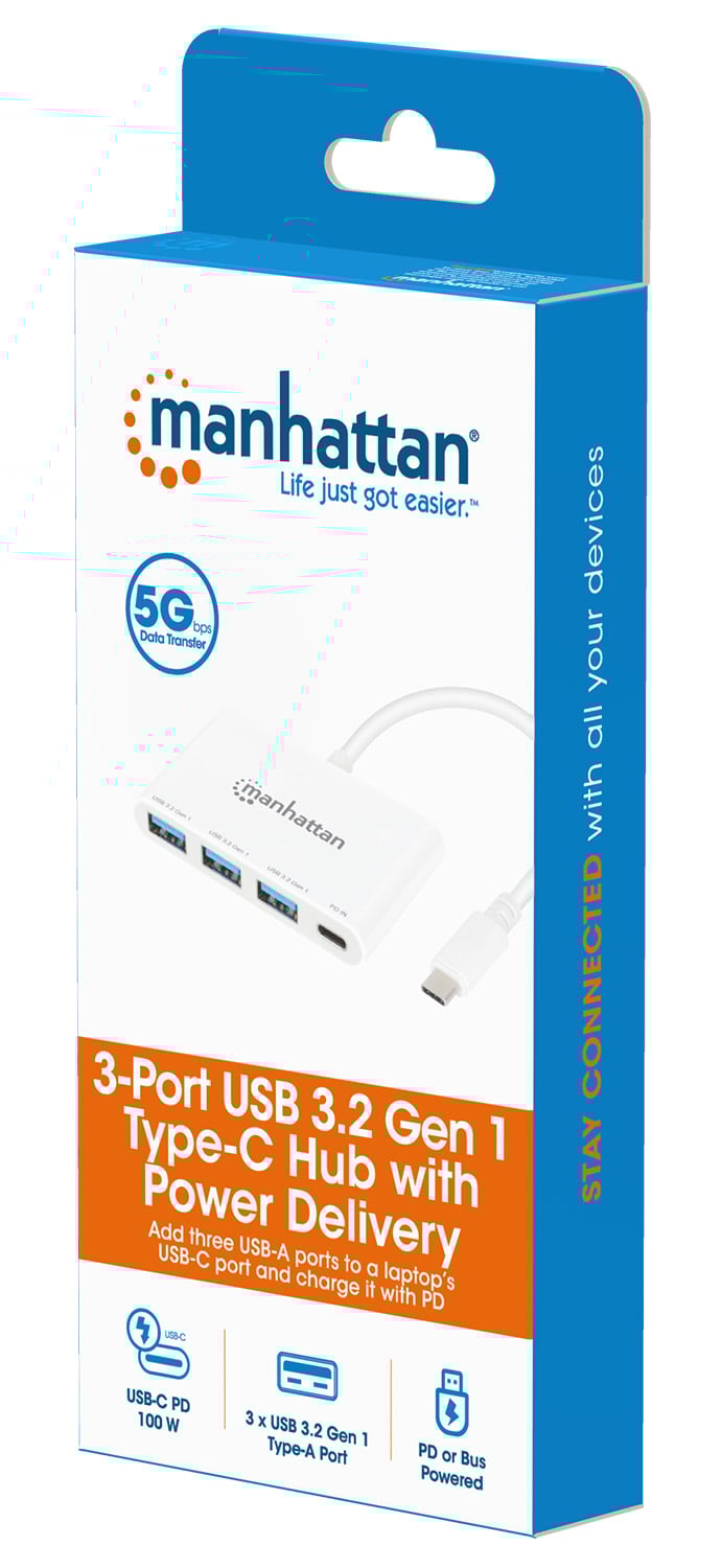 Hub USB 3.2 Gen 1 con 3 porte USB-A e 1 porta USB-C Power Delivery