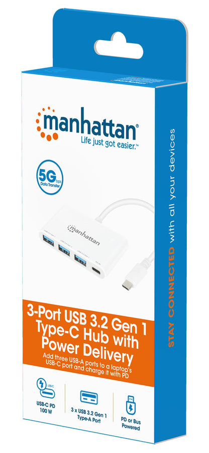 Hub USB 3.2 Gen 1 con 3 porte USB-A e 1 porta USB-C Power Delivery
