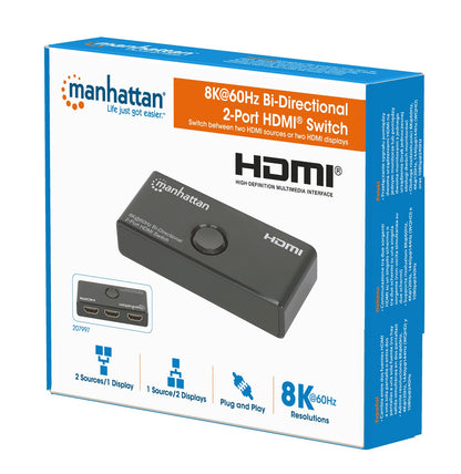 Switch HDMI 2 Porte 8K@60Hz Bidirezionale