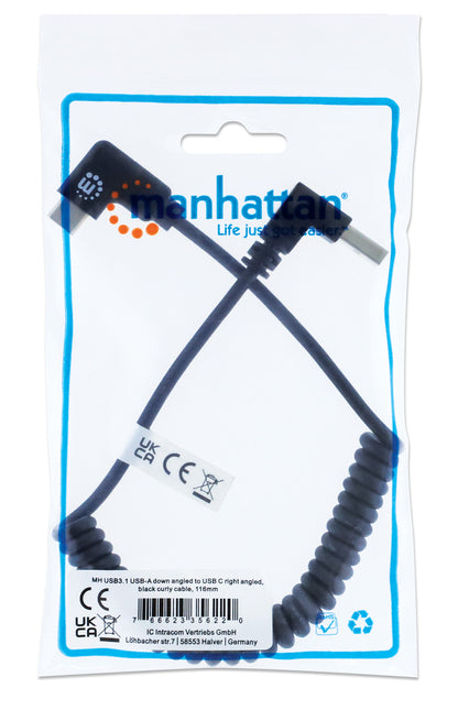 Cavo di Ricarica USB-A a USB-C 1m Spiralato Nero