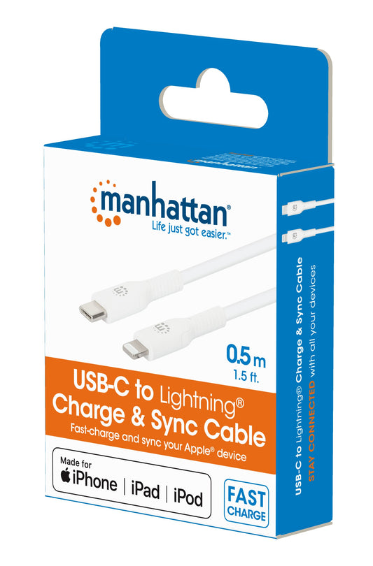 Cavo di Ricarica e Sincronizzazione USB-C a Lightning 0,5m Bianco
