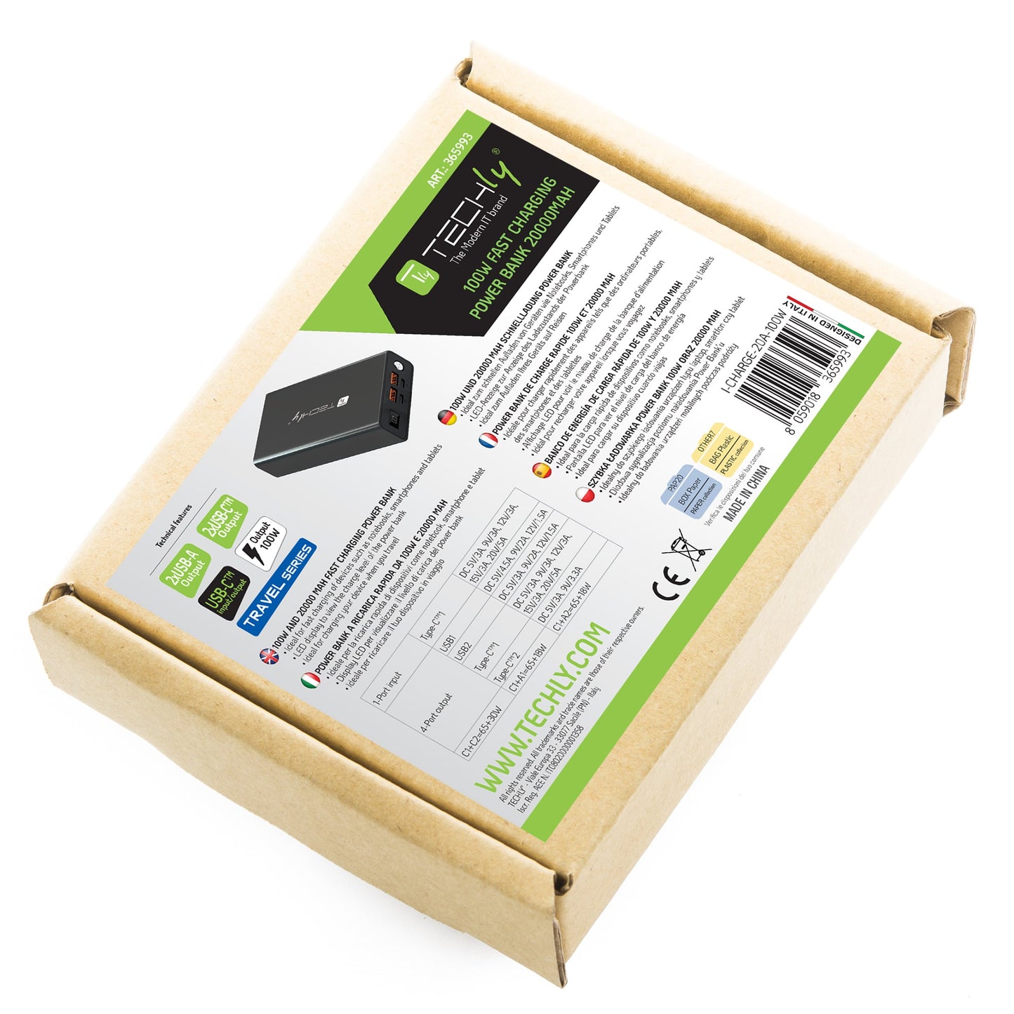 Power Bank Smartphone 20000 mAh 100W USB-C 4 Porte Output