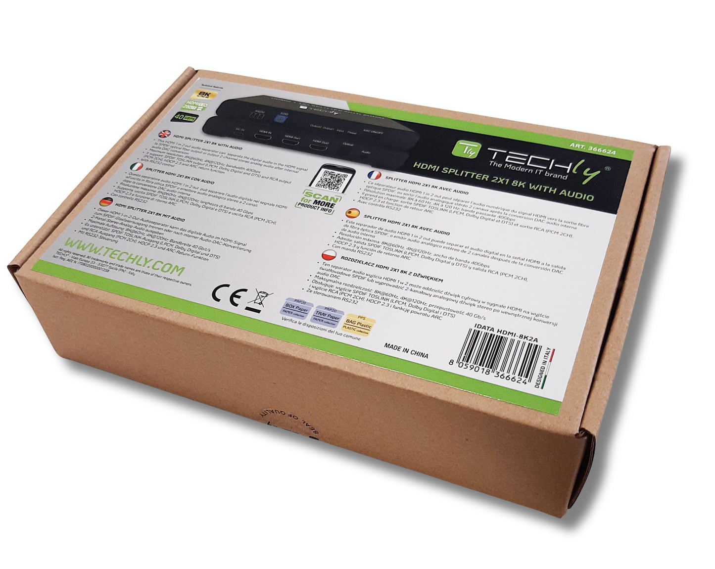 Splitter HDMI 2.1 8K 1 in 2 out con SPDIF e Audio 3.5mm Stereo