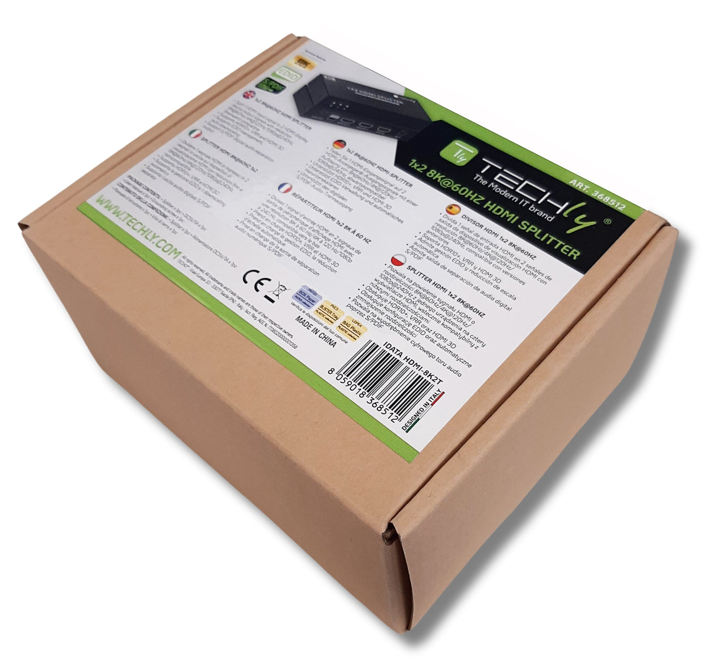 Splitter HDMI 8K UHD 3D 60Hz 2 vie CEC SPDIF Ottico