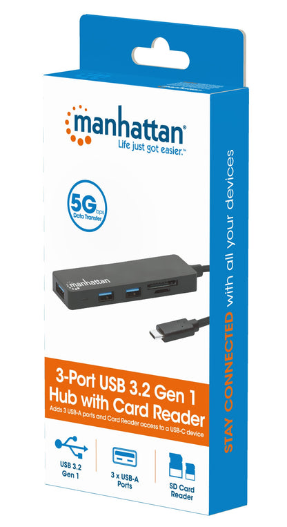 Hub USB-C 3.2 Gen 1 a 3 porte con Lettore Schede
