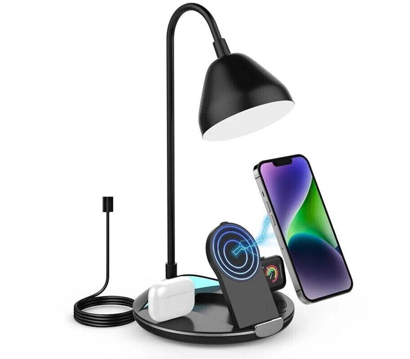 Lampada da tavolo led ricaricabile 5in1 senza fili caricabatterie wireless