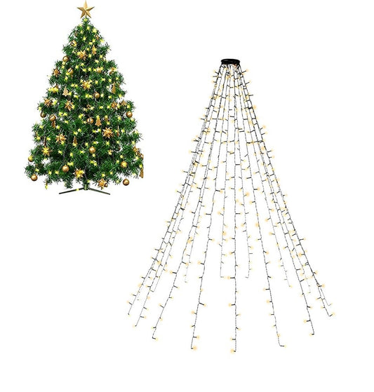 Catena Luminosa 400 Luci LED IP44 Bianco Caldo per Albero con Anello