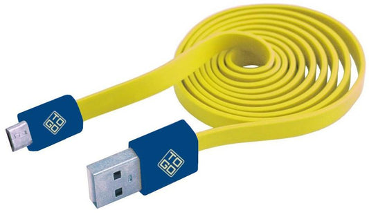 Cavo Flat USB AM a Micro USB M 1m Giallo / Blu